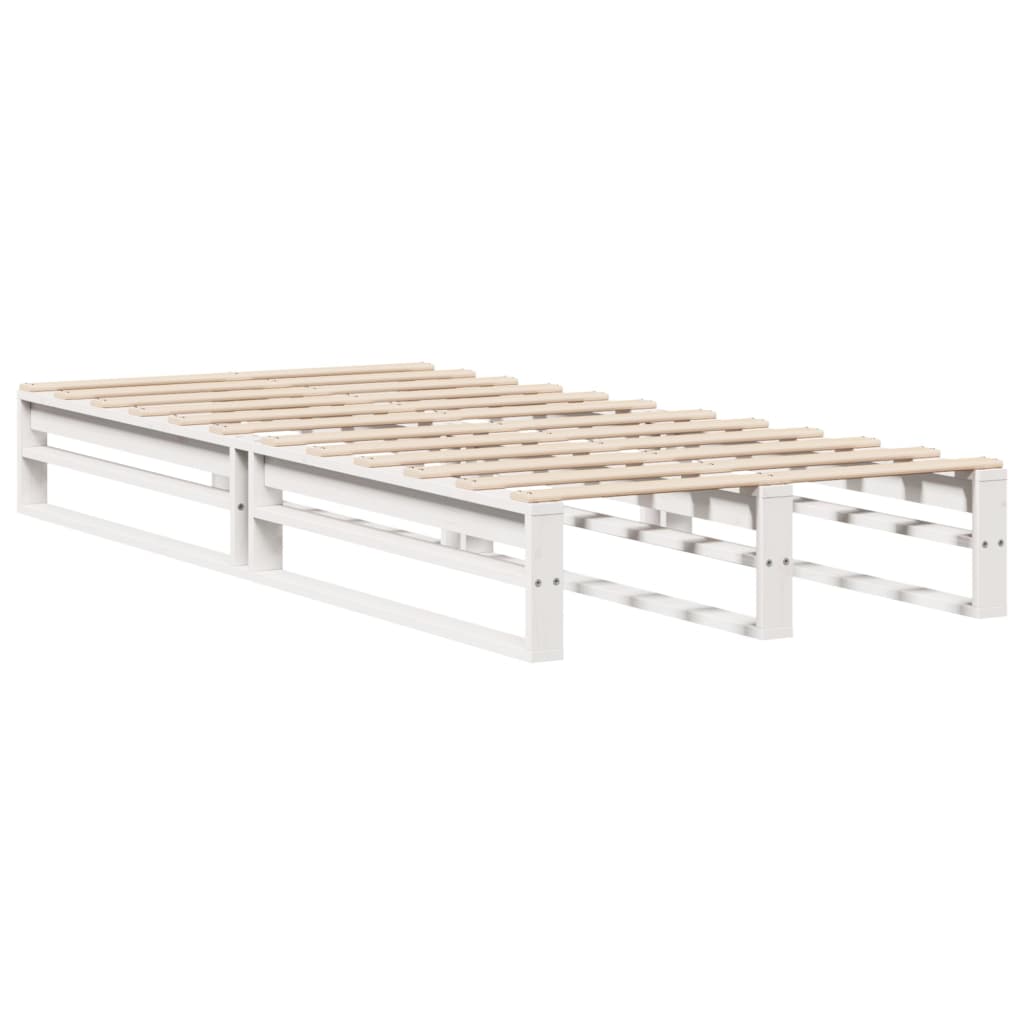 Bedframe massief grenenhout wit 90x200 cm