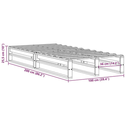 Bedframe zonder matras massief grenenhout 100x200 cm