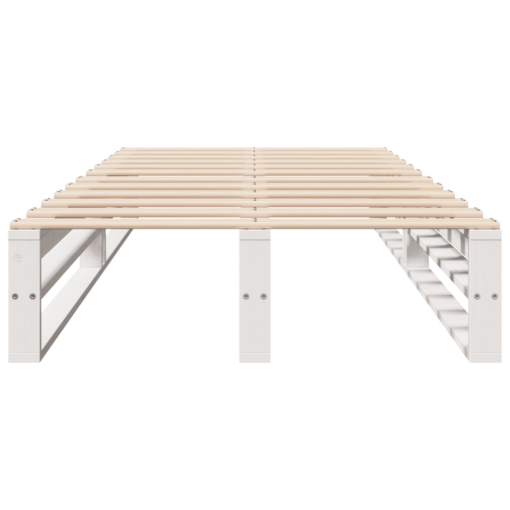 Bedframe zonder matras massief grenenhout wit 140x200 cm