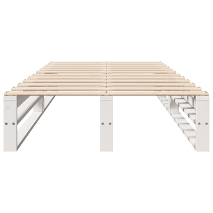 Bedframe zonder matras massief grenenhout wit 140x200 cm