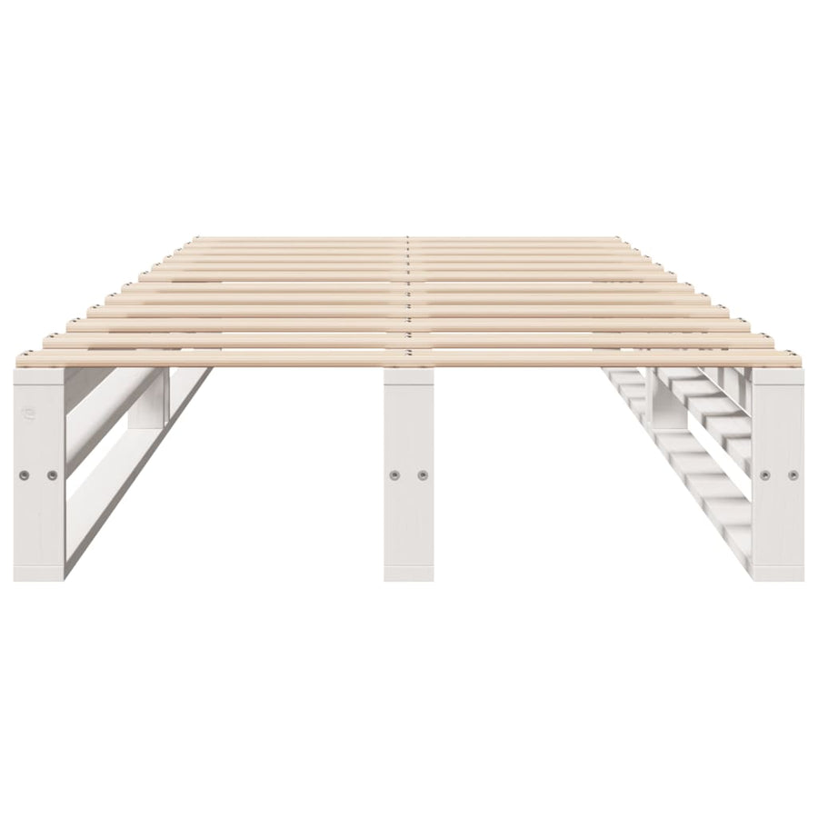 Bedframe zonder matras massief grenenhout wit 140x200 cm