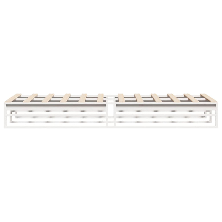 Bedframe zonder matras massief grenenhout wit 140x200 cm