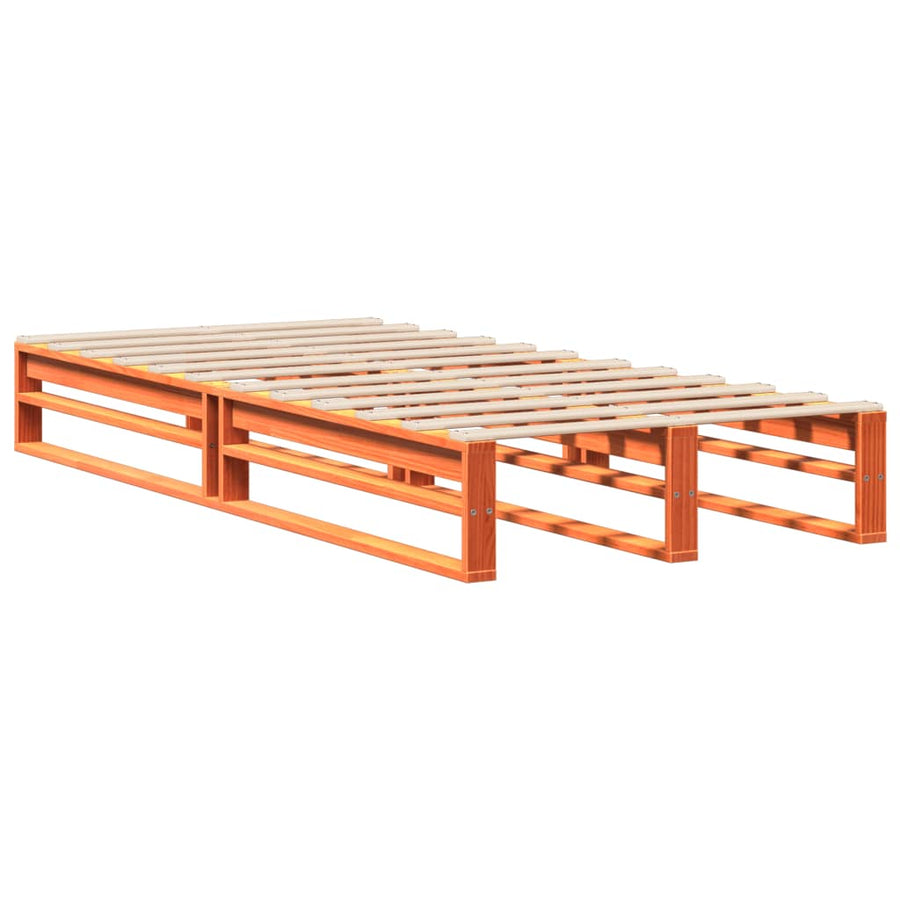 Bedframe zonder matras massief grenenhout wasbruin 100x200 cm