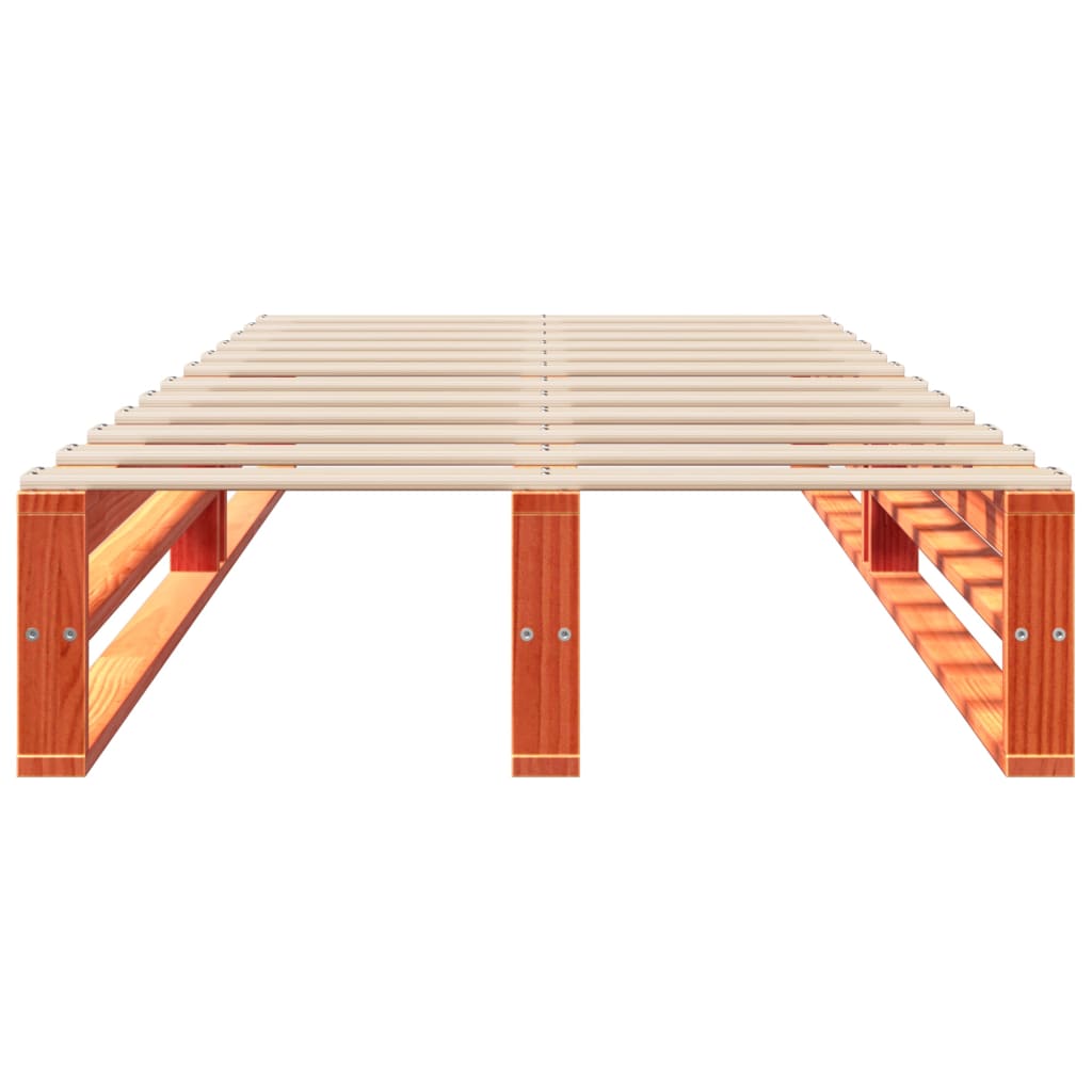 Bedframe zonder matras massief grenenhout wasbruin 100x200 cm