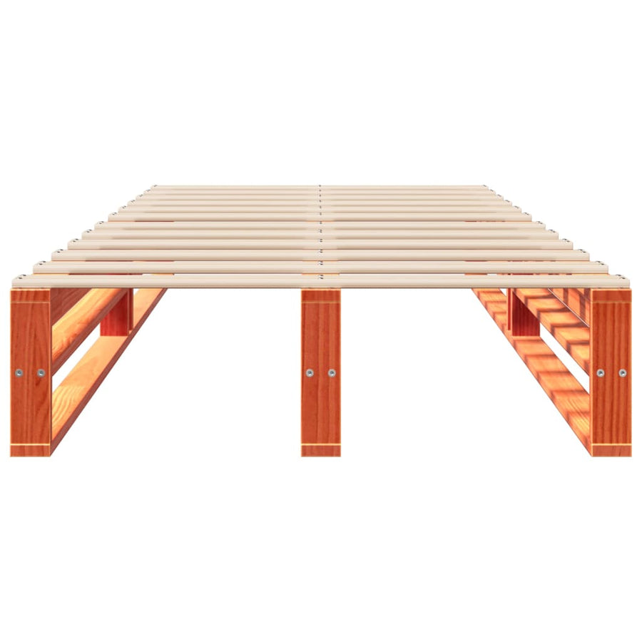 Bedframe zonder matras massief grenenhout wasbruin 100x200 cm