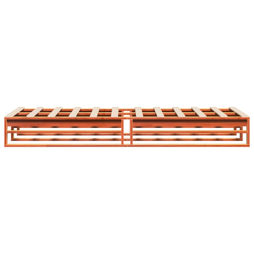 Bedframe zonder matras massief grenenhout wasbruin 100x200 cm