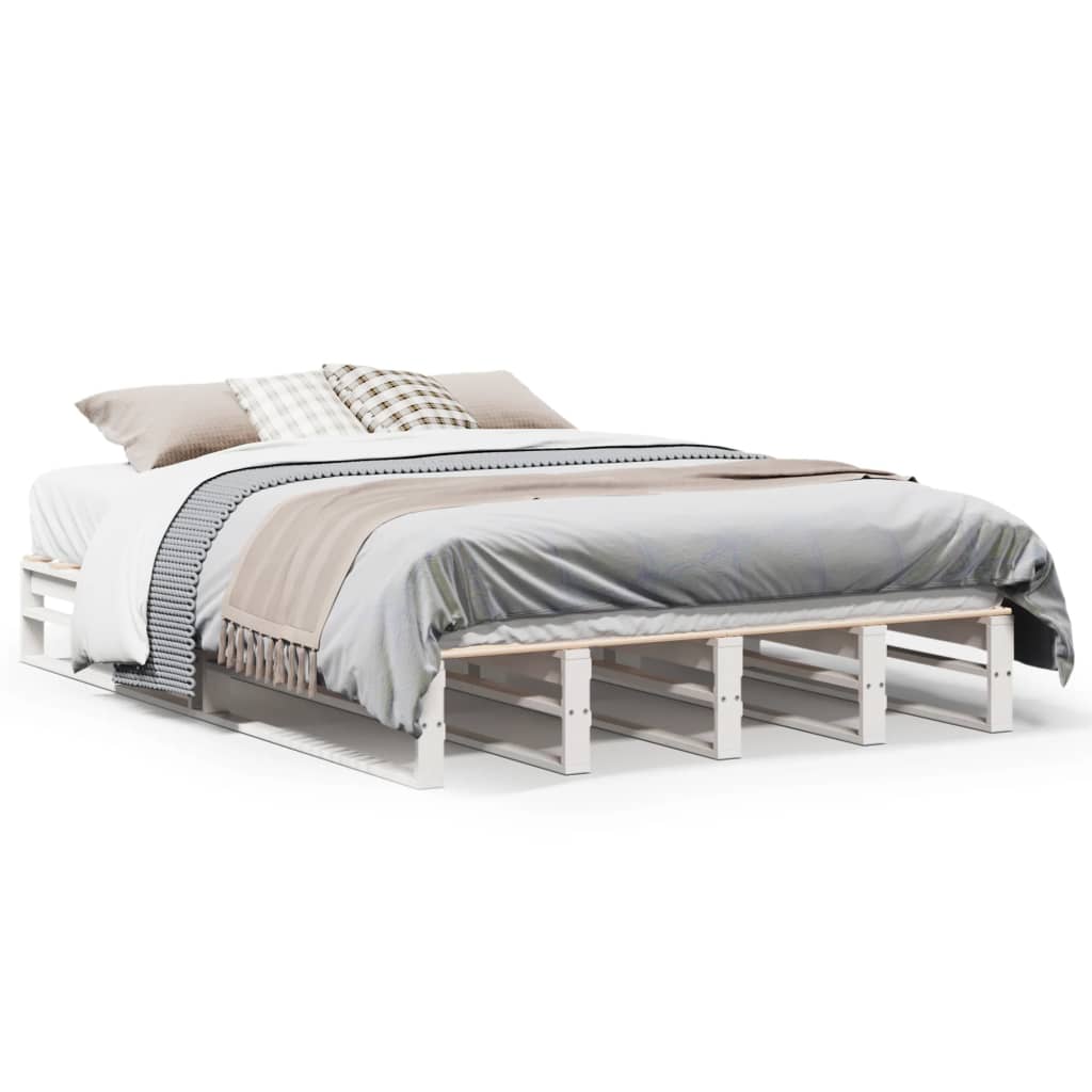 Bedframe massief grenenhout wit 120x200 cm