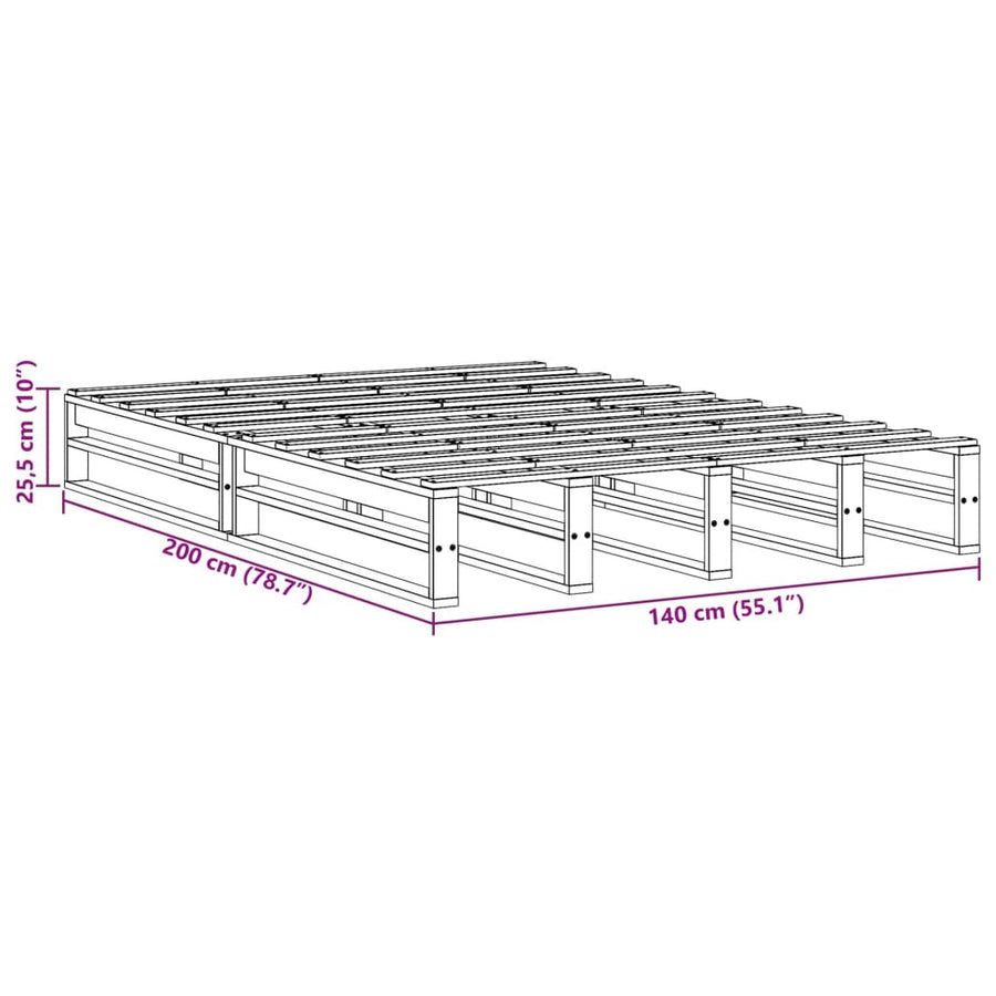 Bedframe massief grenenhout 140x200 cm