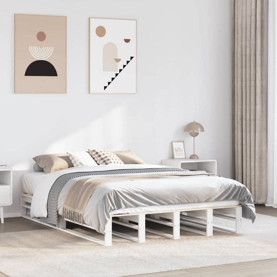 Bedframe massief grenenhout wit 140x200 cm