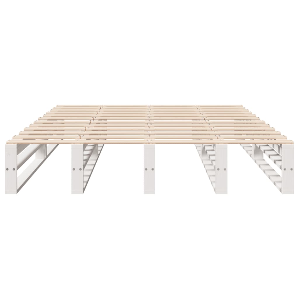 Bedframe massief grenenhout wit 140x200 cm