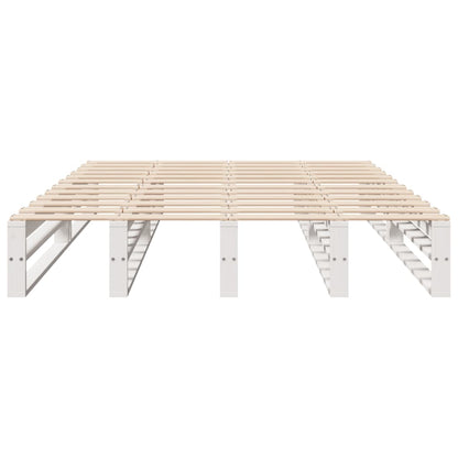 Bedframe massief grenenhout wit 150x200 cm