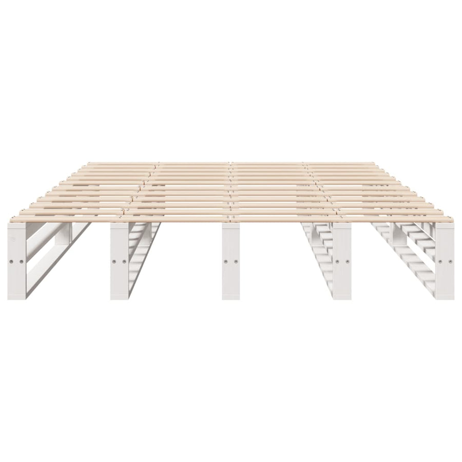 Bedframe massief grenenhout wit 150x200 cm