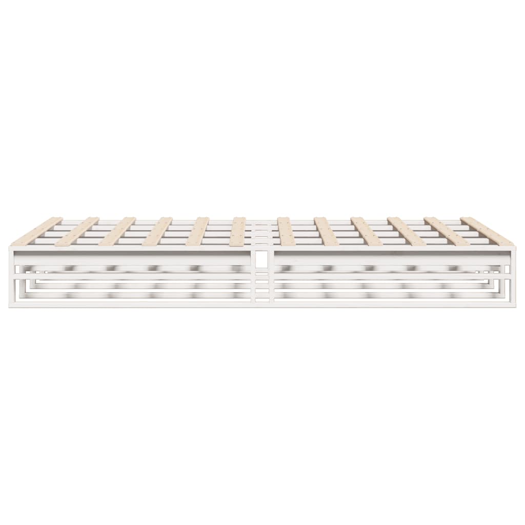 Bedframe massief grenenhout wit 150x200 cm