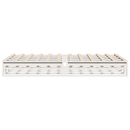 Bedframe massief grenenhout wit 150x200 cm