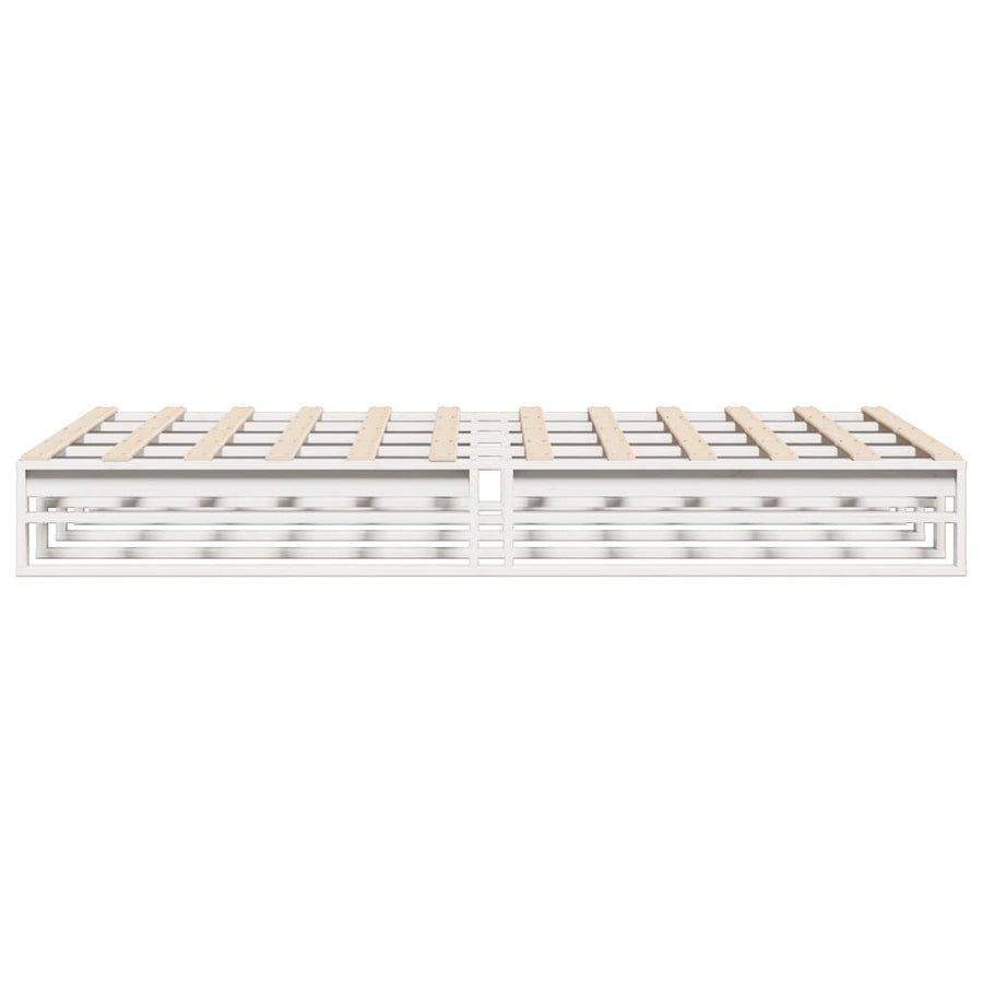 Bedframe massief grenenhout wit 150x200 cm