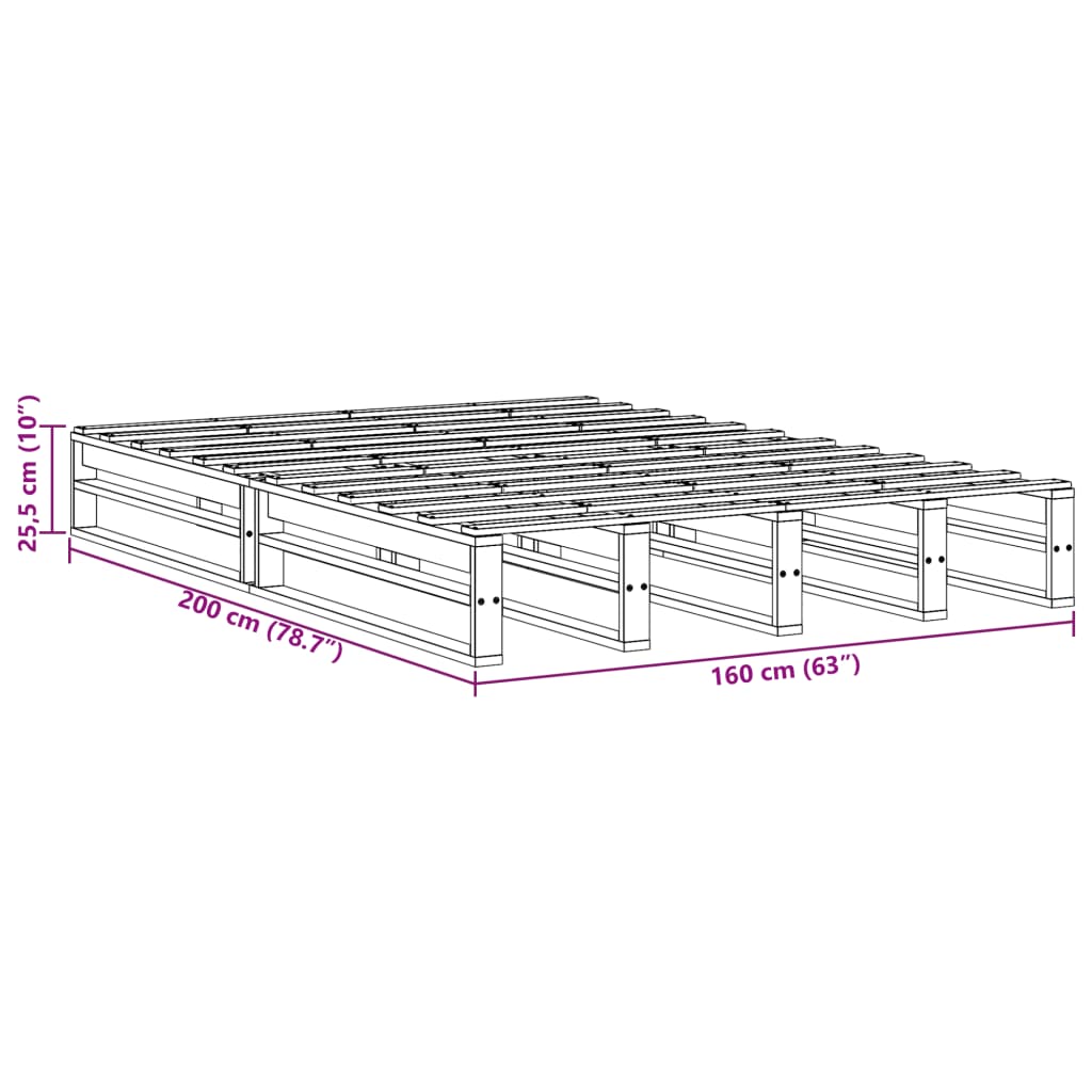Bedframe massief grenenhout 160x200 cm