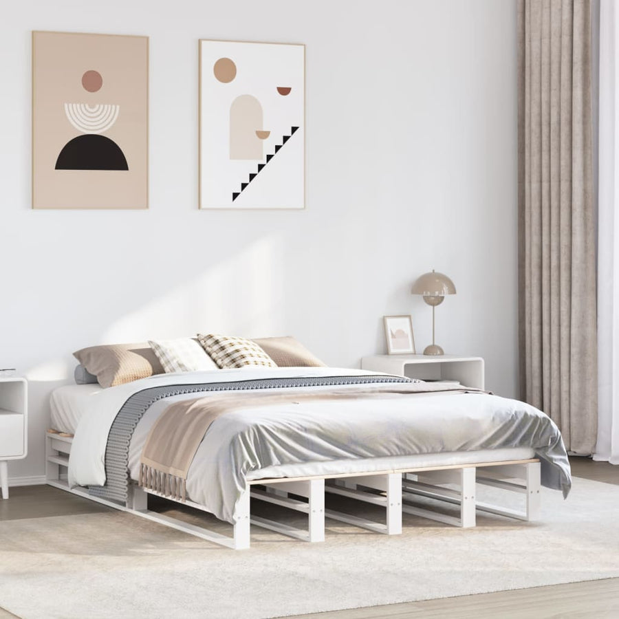 Bedframe massief grenenhout wit 160x200 cm