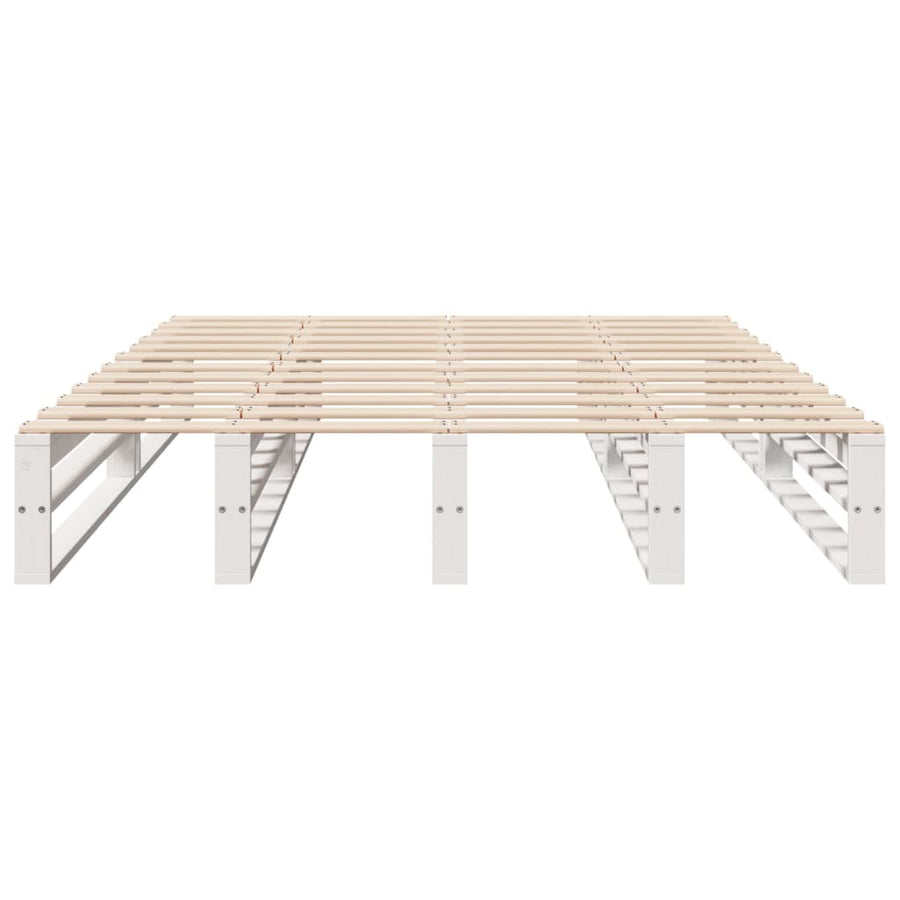 Bedframe massief grenenhout wit 160x200 cm