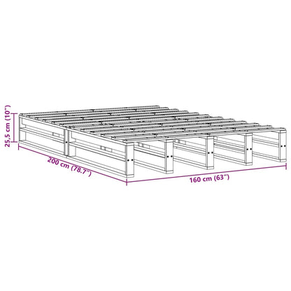 Bedframe massief grenenhout wit 160x200 cm