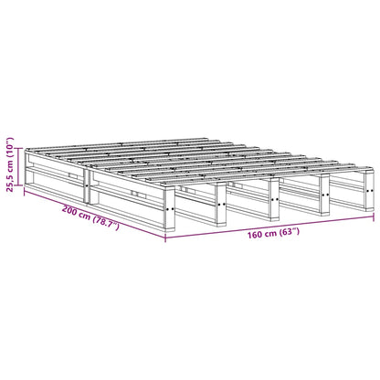 Bedframe massief grenenhout wasbruin 160x200 cm