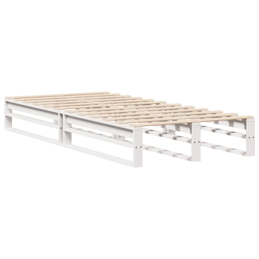 Bedframe massief grenenhout wit 75x190 cm