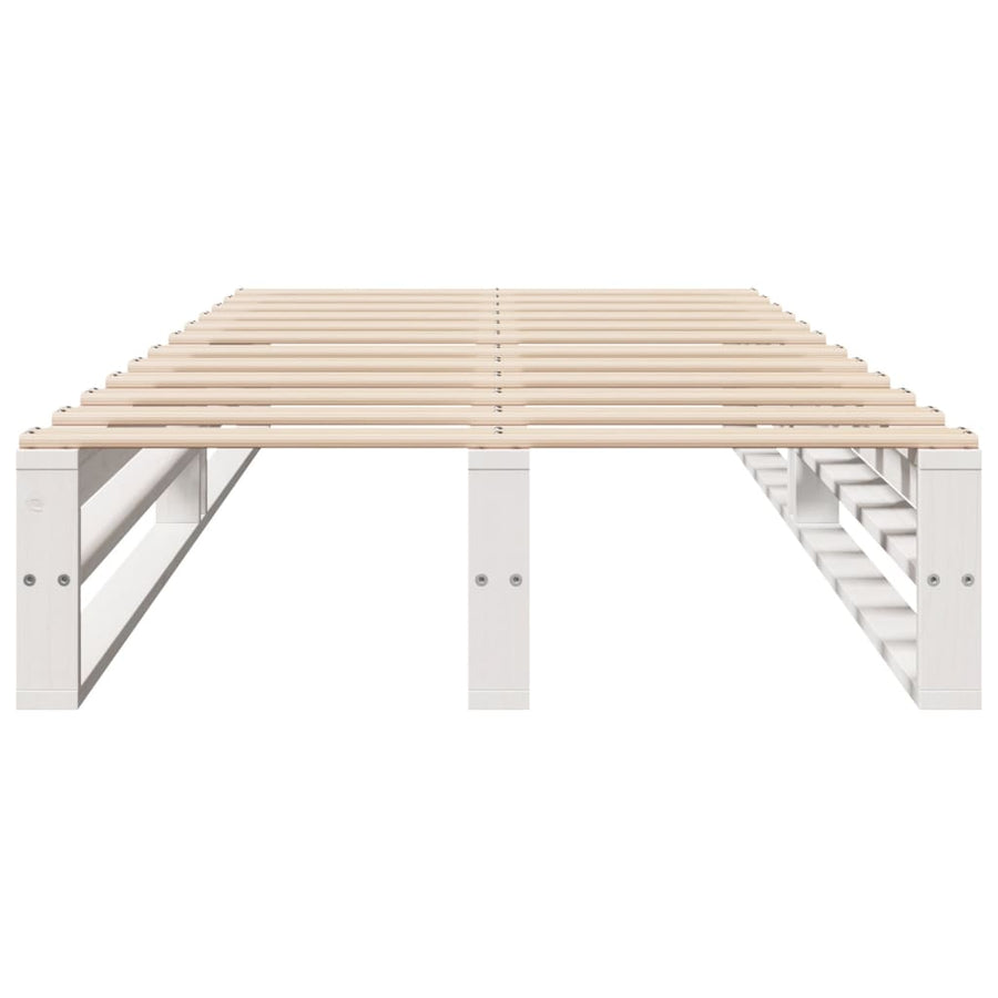 Bedframe massief grenenhout wit 75x190 cm