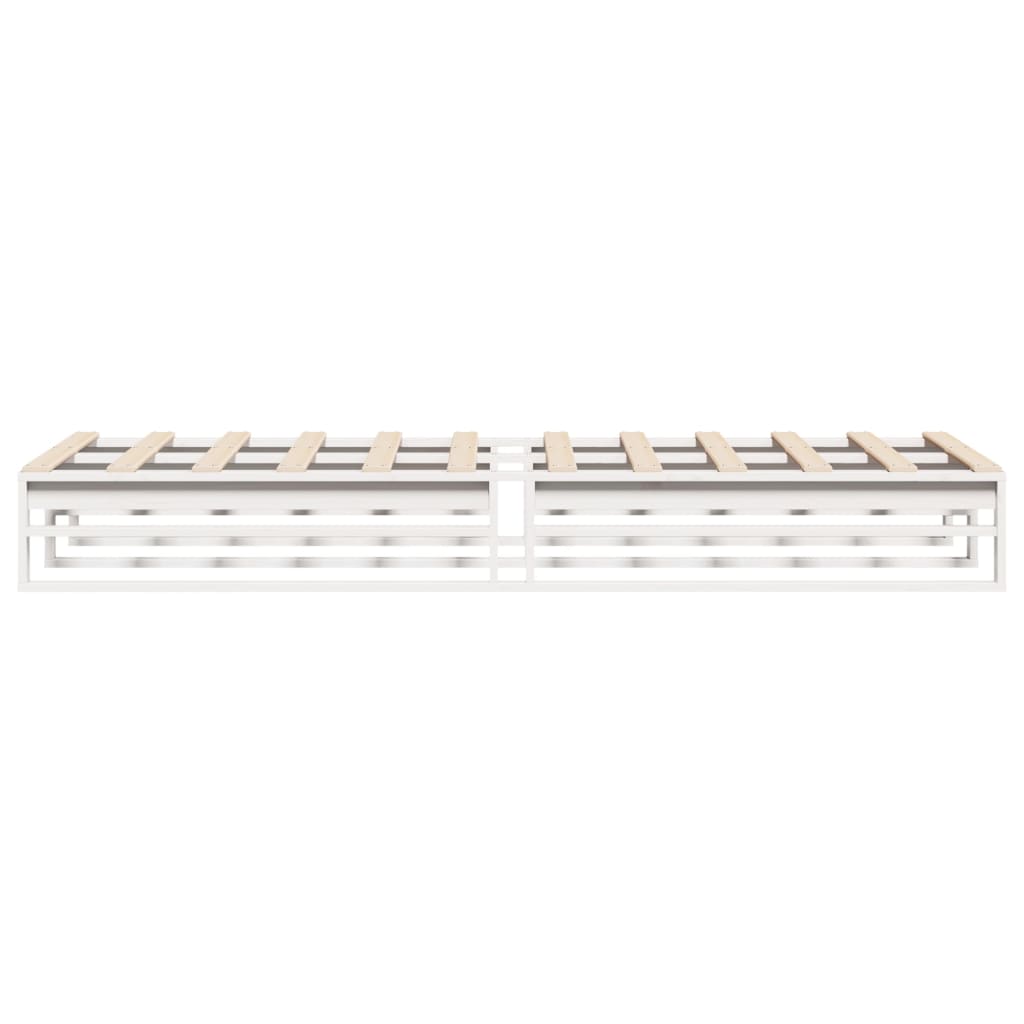 Bedframe massief grenenhout wit 75x190 cm