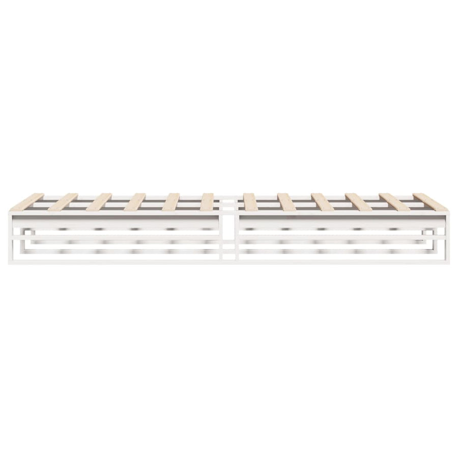 Bedframe massief grenenhout wit 75x190 cm