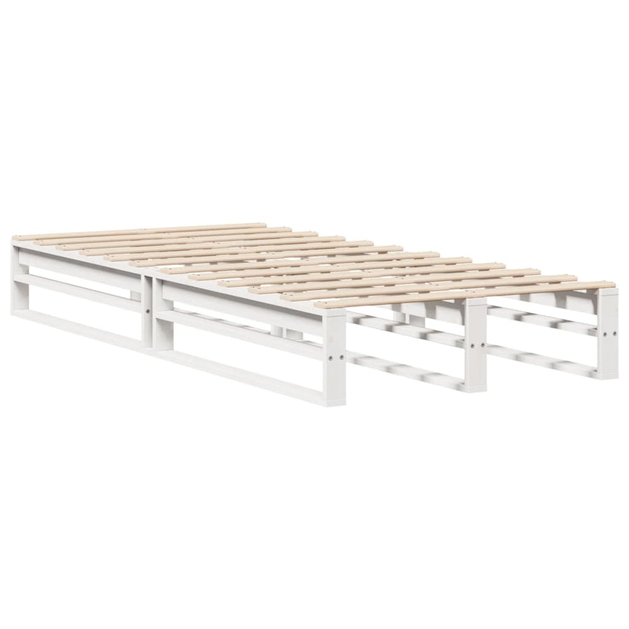 Bedframe massief grenenhout wit 75x190 cm