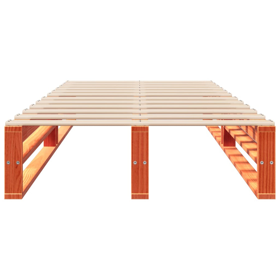 Bedframe massief grenenhout wasbruin 75x190 cm