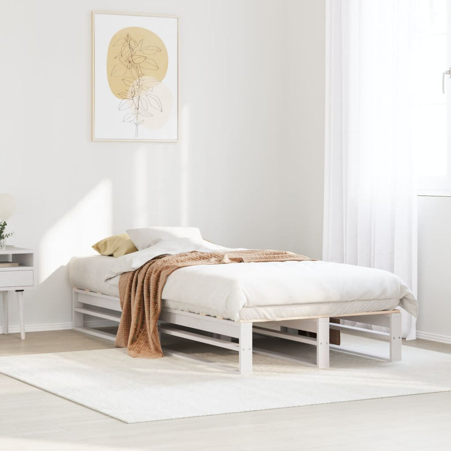 Bedframe 90x190 cm massief grenenhout wit