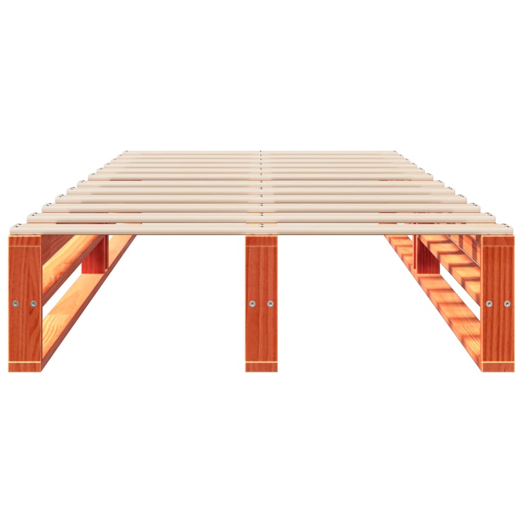 Bedframe massief grenenhout wasbruin 90x190 cm