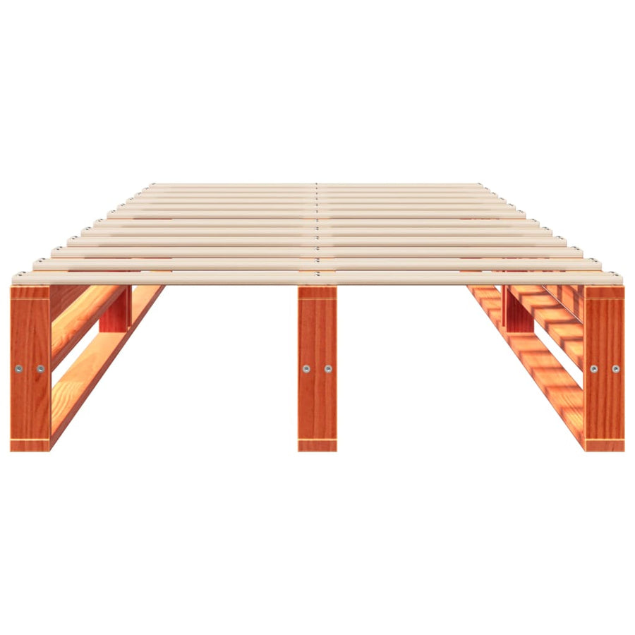 Bedframe massief grenenhout wasbruin 90x190 cm
