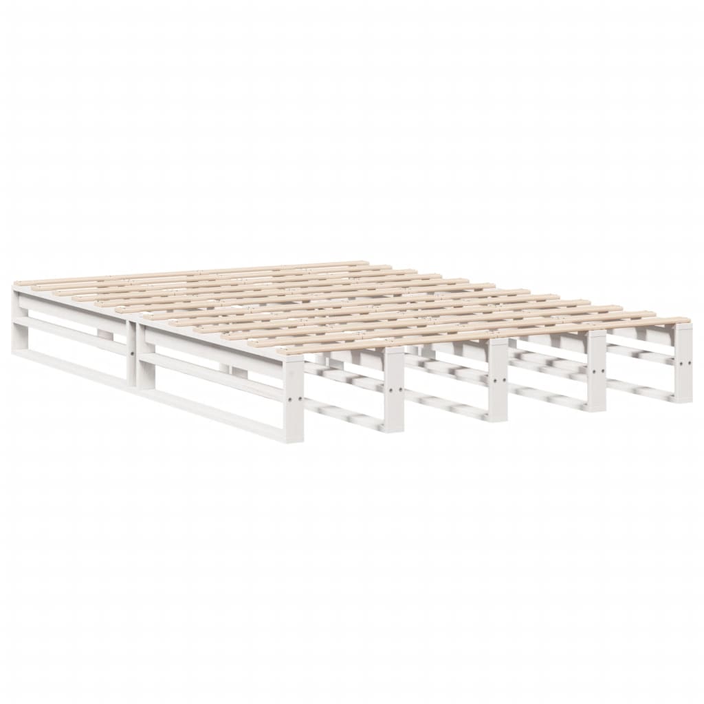 Bedframe massief grenenhout wit 120 x 190 cm