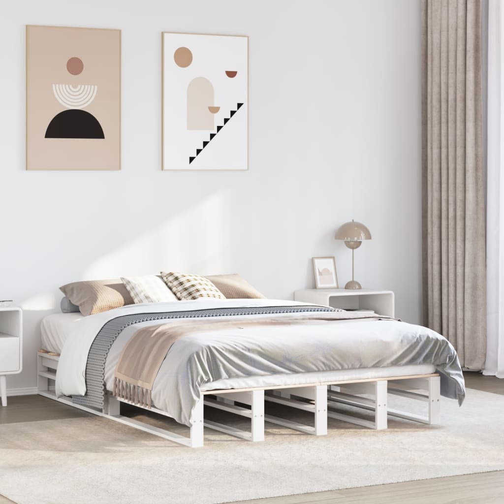 Bedframe massief grenenhout wit 120 x 190 cm