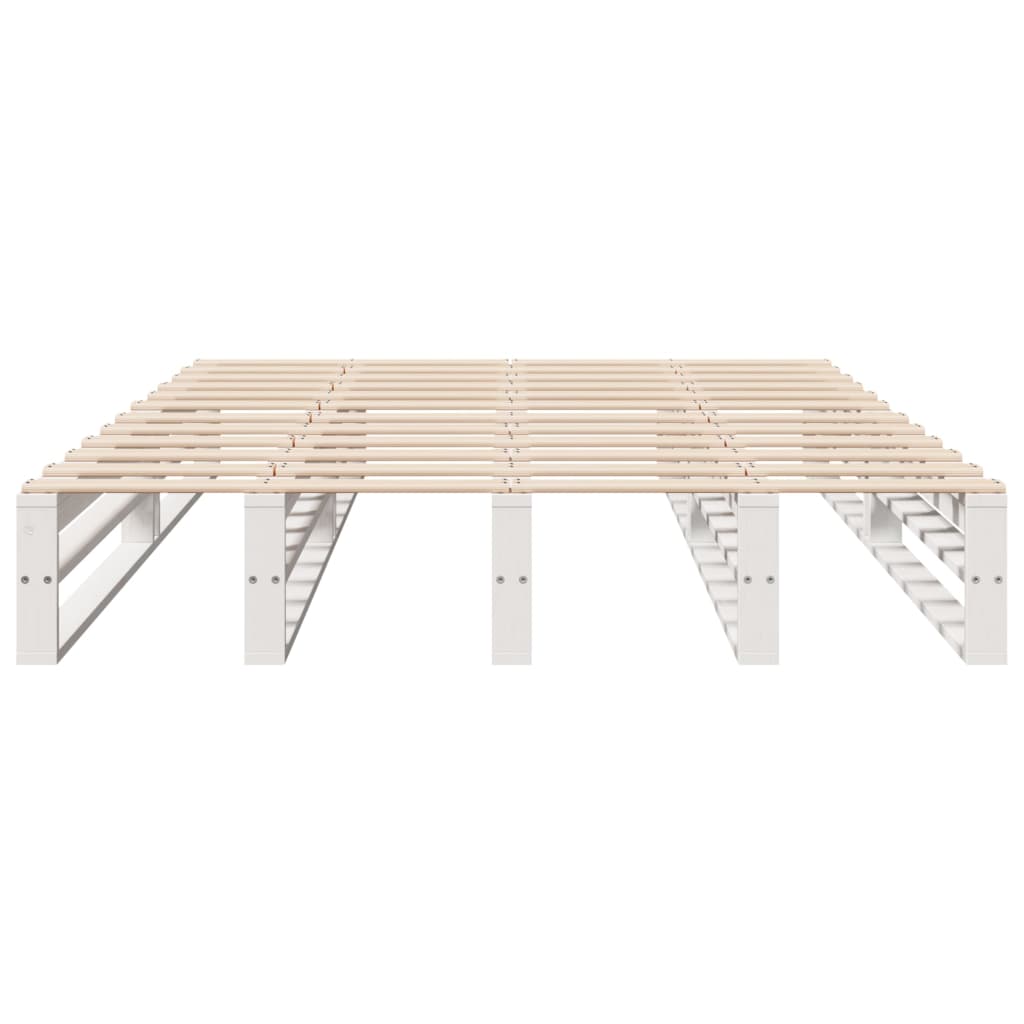 Bedframe massief grenenhout wit 120 x 190 cm
