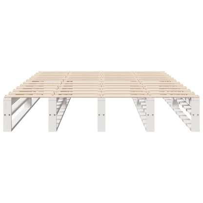 Bedframe massief grenenhout wit 120 x 190 cm