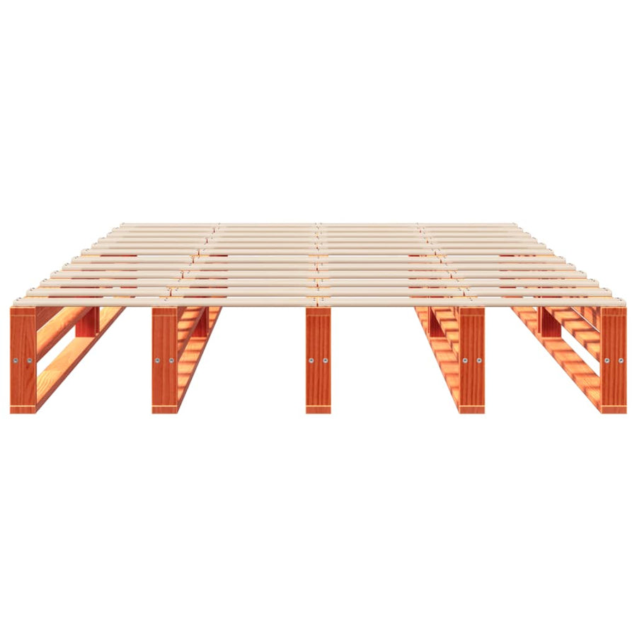 Bedframe massief grenenhout wasbruin 120x190 cm