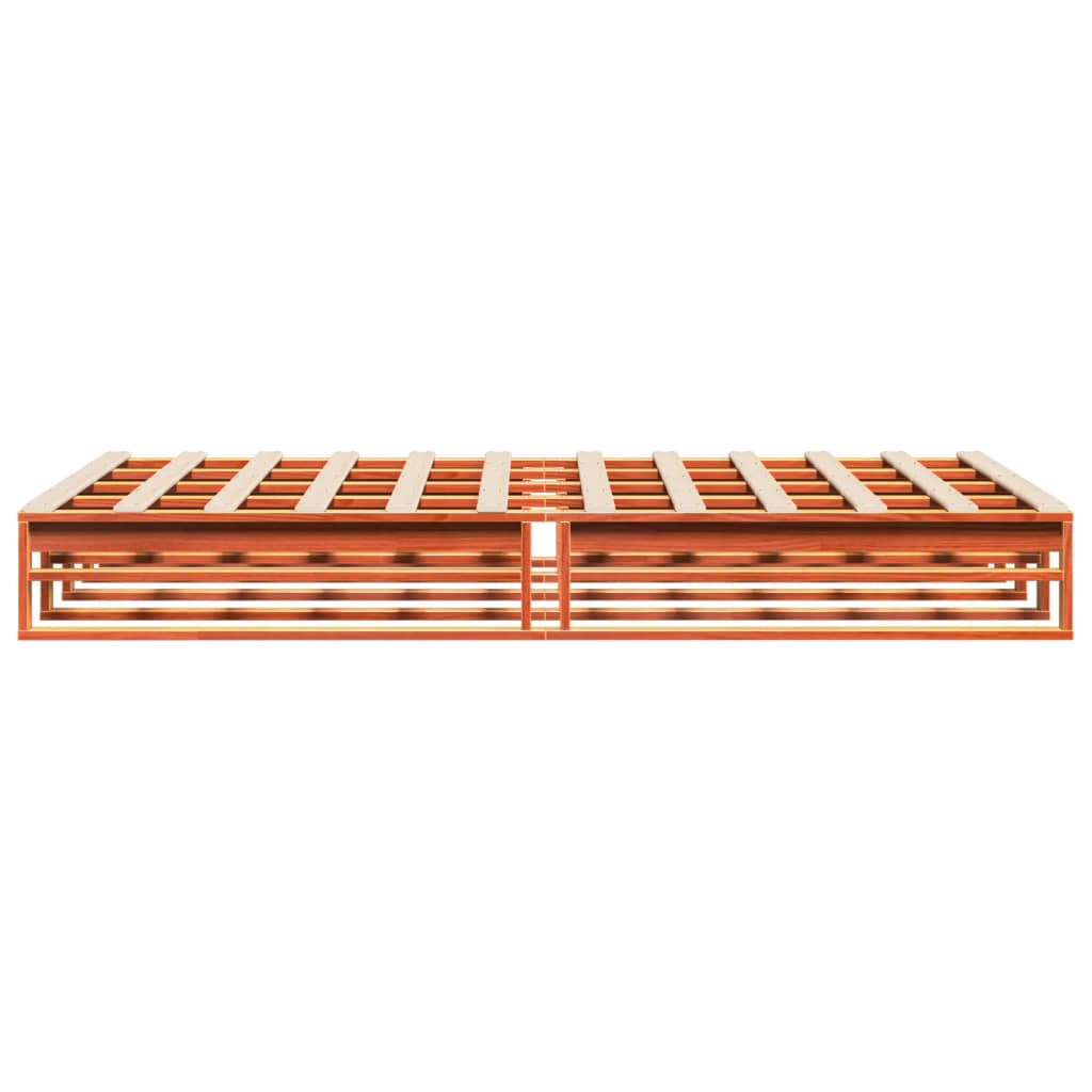 Bedframe massief grenenhout wasbruin 120x190 cm