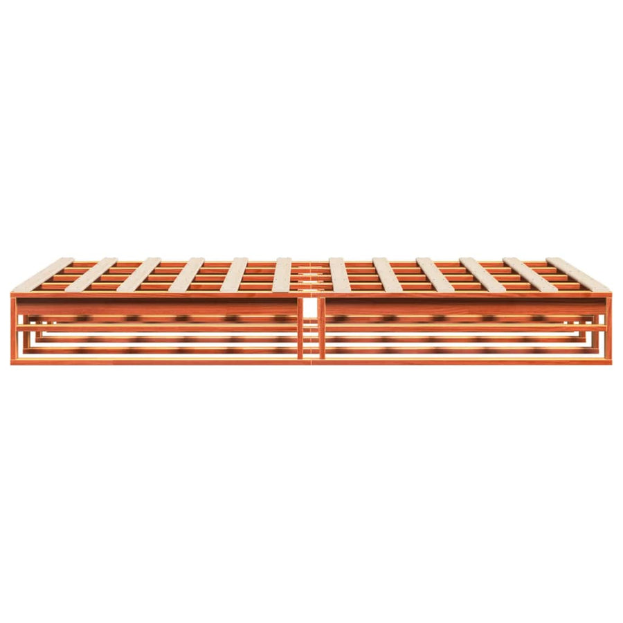 Bedframe massief grenenhout wasbruin 120x190 cm