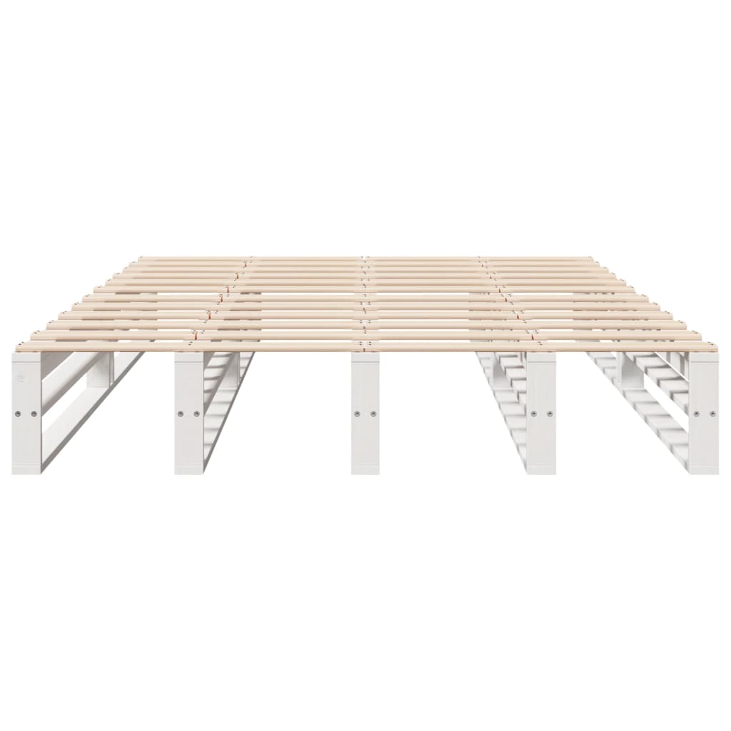 Bedframe massief grenenhout wit 135x190 cm