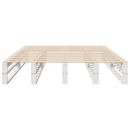 Bedframe massief grenenhout wit 135x190 cm
