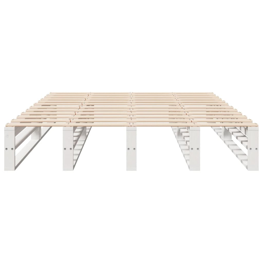 Bedframe massief grenenhout wit 135x190 cm
