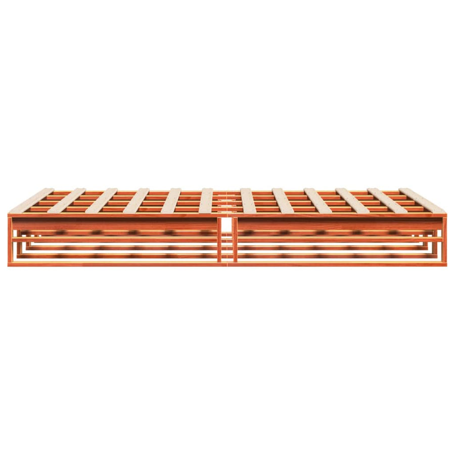 Bedframe massief grenenhout wasbruin 135x190 cm