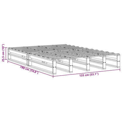 Bedframe massief grenenhout wasbruin 135x190 cm