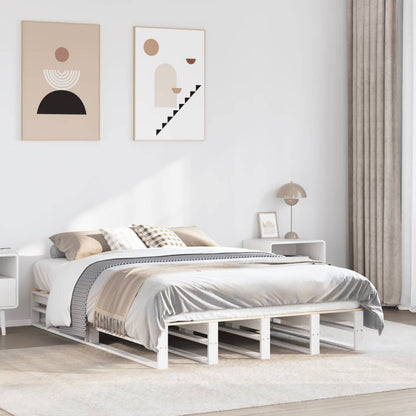 Bedframe massief grenenhout wit 140x190 cm