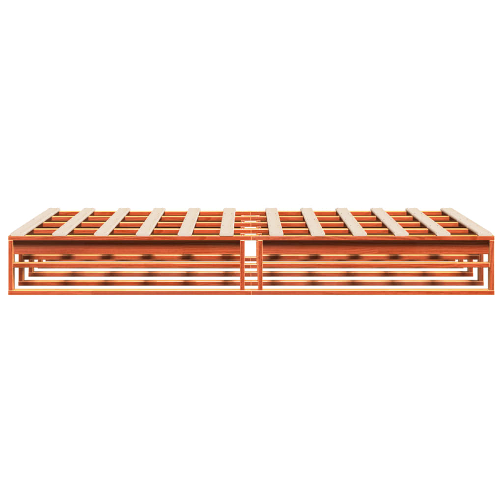 Bedframe massief grenenhout wasbruin 140x190 cm