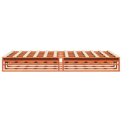 Bedframe massief grenenhout wasbruin 140x190 cm