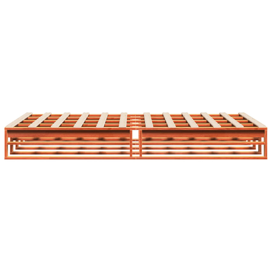 Bedframe massief grenenhout wasbruin 140x190 cm