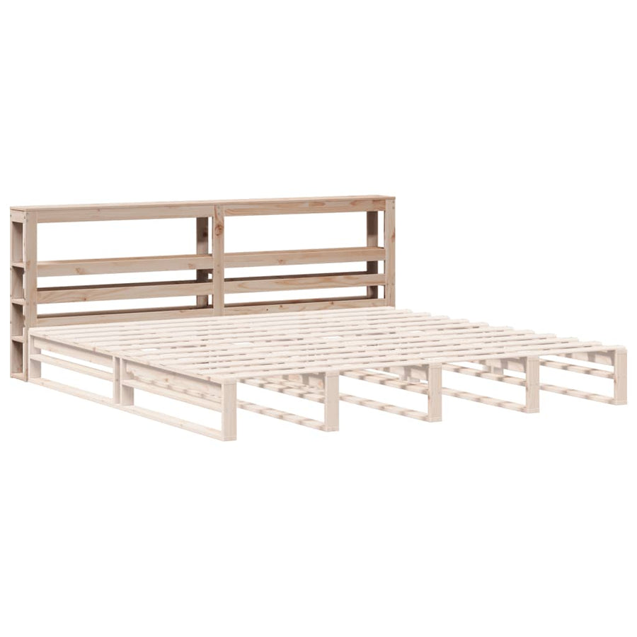 Hoofdbord Met Schappen 200 Cm Massief Grenenhout 206 x 19 x 82 cm Naturel
